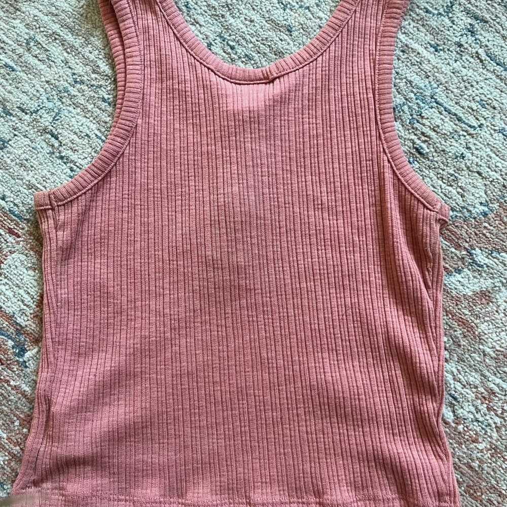Old Navy Pink Ribbed Fitted Tank Top